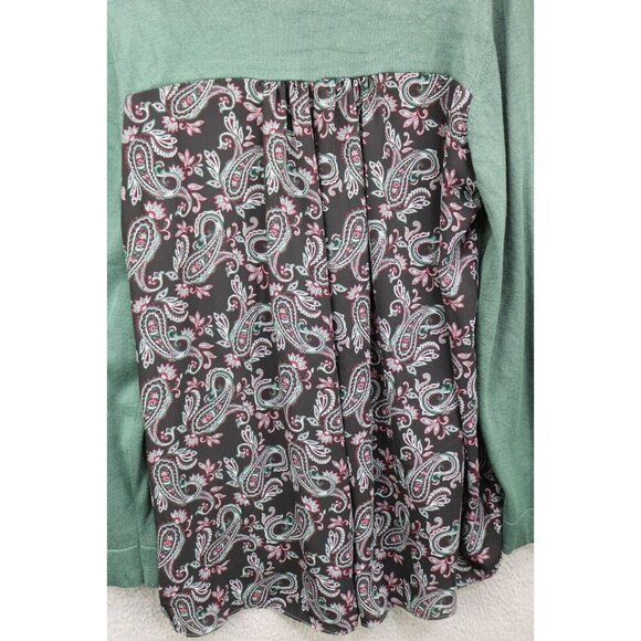 52Seven Long Sleeve Green Pullover Sweater-Size Large-Paisley Back - Picture 9 of 10